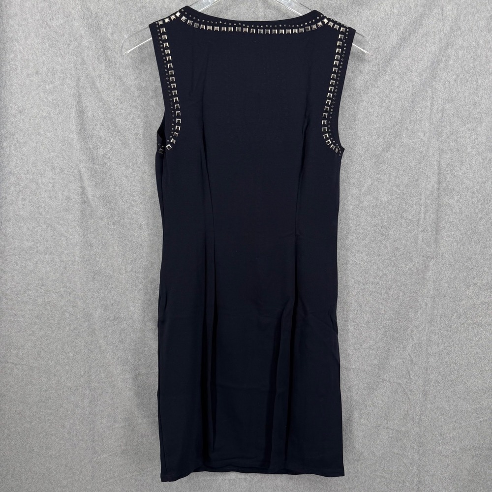 Carmen Marc Valvo Black Studded Keyhole Sheath Dress XS Sleeveless Mini Ponte - Picture 6 of 7